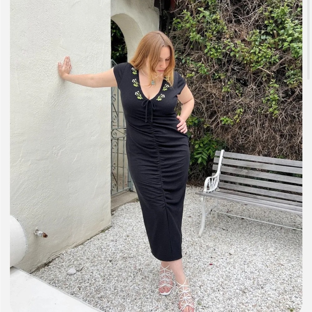 Lisa Says Gah “Hazel” Black Embroidered Dress
